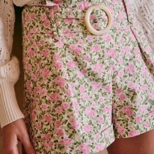 Sezane Rome Shorts (US 4/FR 36) - Pink Peony Floral Pattern
